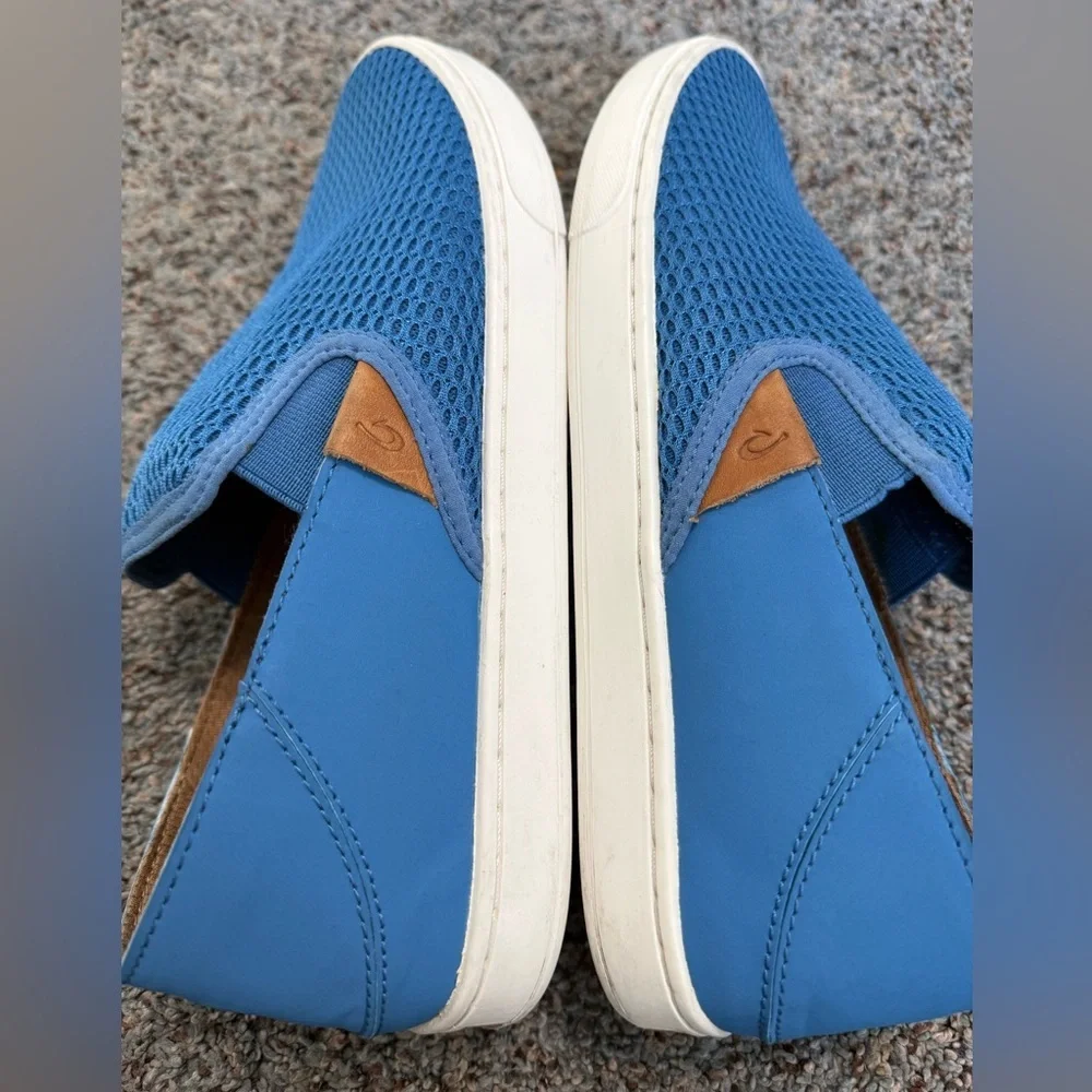Olukai Ladies 9 Pehuea Blue Mesh Slip-on Flats - Picture 6 of 12